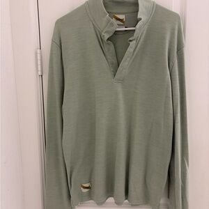 Tracksmith Olive Long Sleeve Henley - Men’s Medium